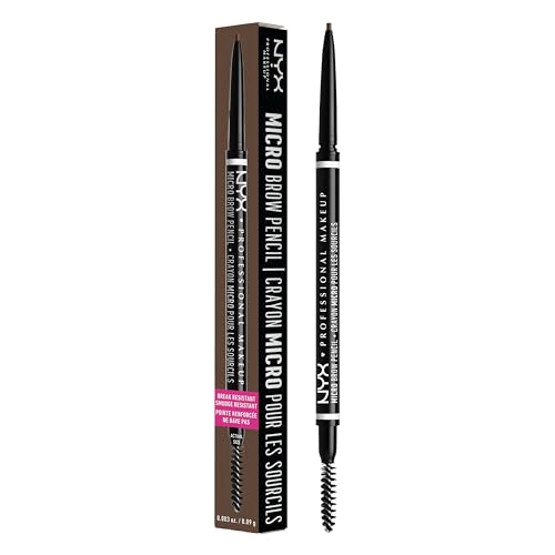 NYX Professional Makeup Brow Pencil Micro Brow Dual Ended Ultrafine Pencil Tip with Mechanical Brow Tool and Spoolie Brush Vegan Formula Korean Makeup Shade: Ash Brown