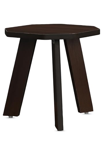 Image of SBF Furniture Mini Hexagonal Side Table, 30cm Matte Finish, Modern Minimalist Design, 3 Angled Legs (Brown2)