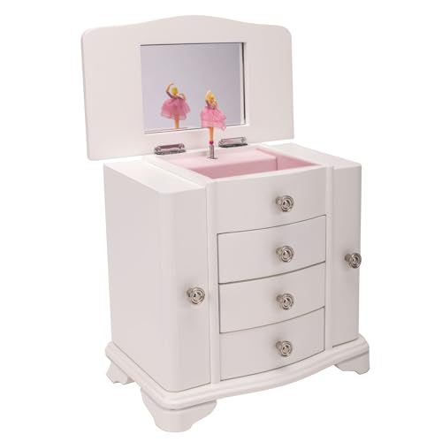 Cottage Garden Ballerina White 9.6 X 9.2 Mdf Wood And Velvet Musical Jewelry Armoire Box Plays Tune Swan Lake cover