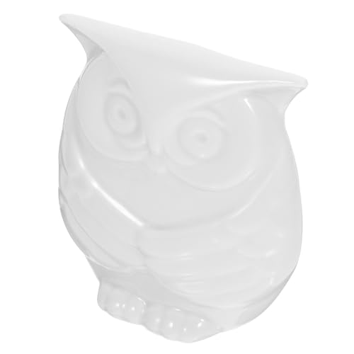 ibasenice Chouette Décorative Céramique Blanche Statuette Hibou Design Moderne pour Bureau Étagère ou Décoration Intérieure Hibou Sculpture Artisanale...