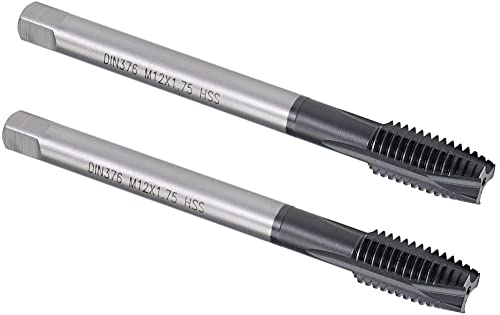 XYWHPGV M12 x 1.75 Spiral Point Threading Tap, Ground Threads H2, High Speed Steel 6542, TICN Coated Finish, Round Shank with Square End, DIN371/376, 2pcs(d8c42 53a34 27a8c a1b35 fd450 d47d9