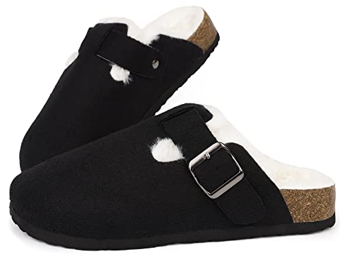 Image of MAIITRIP Women's Wide Orthotics Cork Clogs Slippers With Arch Support For Plantar Fasciitis,Fur Lined Orthopedic Indoor /Oudoor House Shoes With Adjustable Buckle For Flat Feet