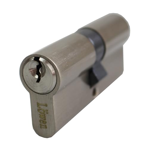 Löwen Sicherheit Profilzylinder 70 mm 35/35 mm mit Not- und Gefahrenfunktion inkl. 5 Zackenschlüssel, Farbe: Silber Metallic