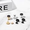 JewelryWe Wikinger Fake Plug Ohrstecker: 3 Paar Nordische Runen Ohrringe mit Emaille Edelstahl Fake Ohrläppchen Tunnel Schraube Ohr Piercings Kreis Ohrstecker Set für Herren Damen Schwarz/Gold/Silber #5
