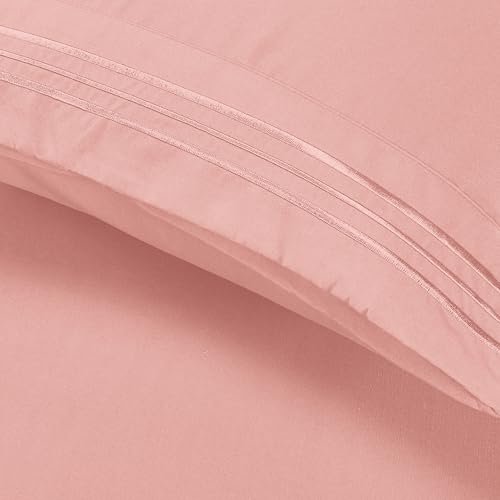 Image of Elegant Comfort Luxury Ultra-Soft 2-Piece Pillowcase Set - 1500 Premium Hotel Quality Microfiber Double Brushed - Wrinkle Resistant, King Size, Dusty Rose