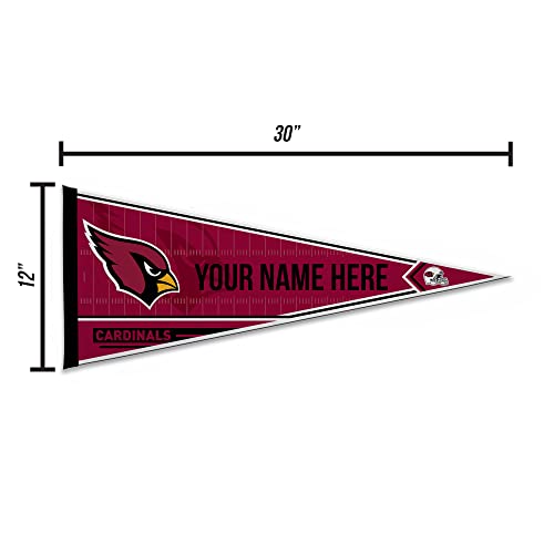 Image of Rico Industries NFL Football Arizona Cardinals Personalized - Custom 12 inch x 30 inch Soft Felt Pennant - EZ to Hang