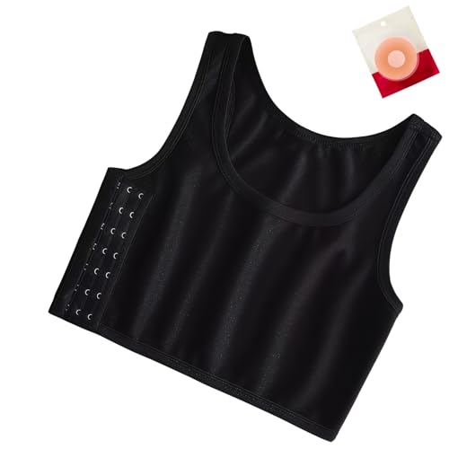 Chest Binder for Women Binder Trans Binding Bra Compression Binder Bra for Large Chest Tomboy Transgender Chest Binde(US Alpha Medium Regular Regular Black)