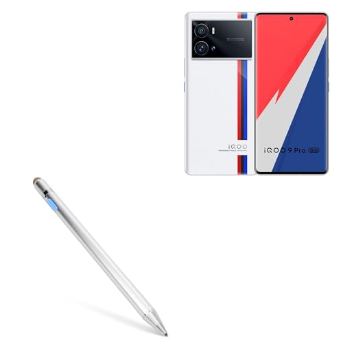 BoxWave Stylus Pen Compatible with iQOO Neo 9 Pro - AccuPoint Active Stylus, Electronic Stylus with Ultra Fine Tip - Metallic Silver