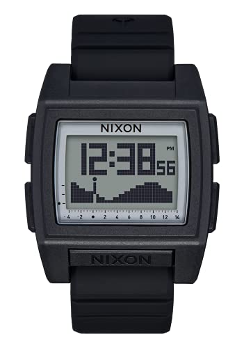 NIXON Base Tide Pro A1307 - Black/Positive - 100M Water Resistant Men's Digital Surf Watch (42mm Watch Face, 24mm Pu/Rubber/Silicone Band) - Made with #Tide Recycled Ocean Plastics