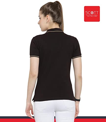Image of Scott International Women's Regular Fit 100% Pure Organic Cotton Polo T-Shirt | Womens Polo Collar Neck T-Shirt | Cotton Plain Polo Neck Half Sleeve T-Shirt | Tshirts for Women
