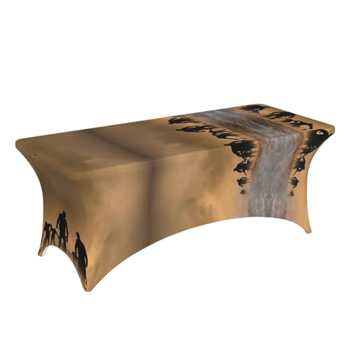 Nappe zombie 1,8m EdWal extensible élasthanne sans pli pour table rectangulaire
