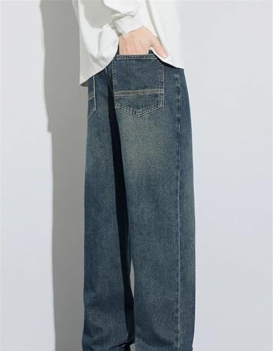 Men Vintage Wide Leg Jeans Soft Cotton Casual Denim Pants Fashion High Waisted Washed Trousers3