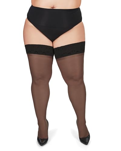 Image of MeMoi Plus Size Thigh High Stockings, Curvy, Silky Lace Stockings, Sexy Thigh Highs for Any Occassion - Sizes 1X-7X