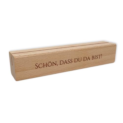 KATINGA Personalisierter Holz Kartenhalter mit Wunschgravur | Tischkartenhalter | Menükartenhalter (15cm)