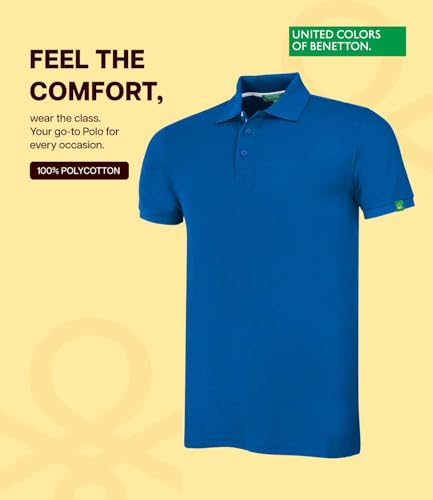 Image of United Colors of Benetton Shirt for Men | Tees for Man | Half Sleeves Plain Stylish Regular Fit Polo | Collar Tshirt | T-Shirt | Stylish Mens Tshirt