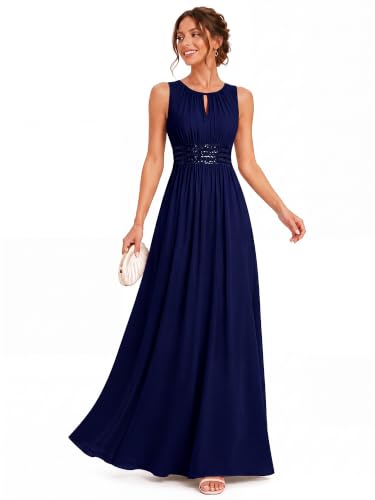 Ever-Pretty Abiti da Sera Donna Girocollo Senza Maniche Gonna A