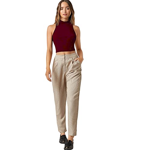 Image of Women's Solid Ribbed Crop Tank Top - Stylish Western Sleeveless Top for Girls