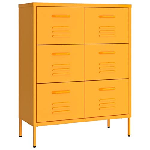 Generico kangqiling 336146 - Cajonera de acero amarillo mostaza, 80 x 35 x 101,5 cm