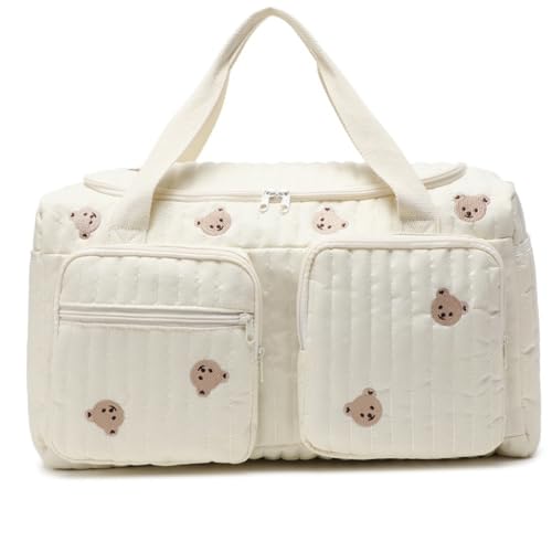 Sac à langer portable et léger en tissu matelassé doux motif ours mignon
