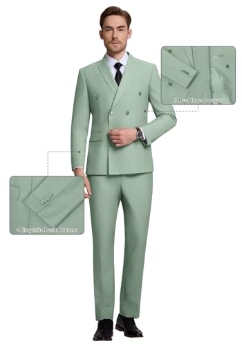 Double Breasted Suit Men Slim Fit 2 Pieces Suit Blazer Pants Formal 2 Button Tuxedo Jacket for Wedding Business Prom2