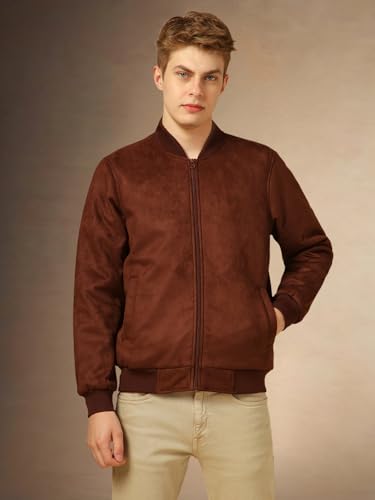 Image of Dennis Lingo Men Regular Fit Suede Fabric Full Sleeves Solid Jackets
