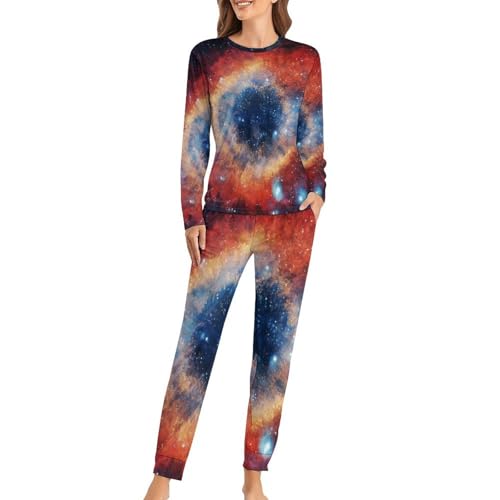 Pyjama femme complet ensemble sleepwear t-shirt manches longues pantalon
