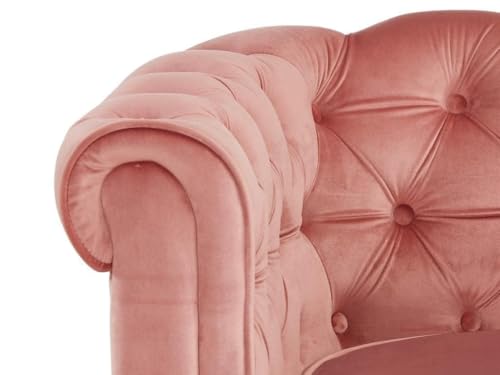 Image of Modern and Stylish 3 Seater Chesterfield Luxury Sofa with Valvet and Fabric Comfortable Sofa for Living Room, Dining Room, Hallway, and Office-(Pink).
