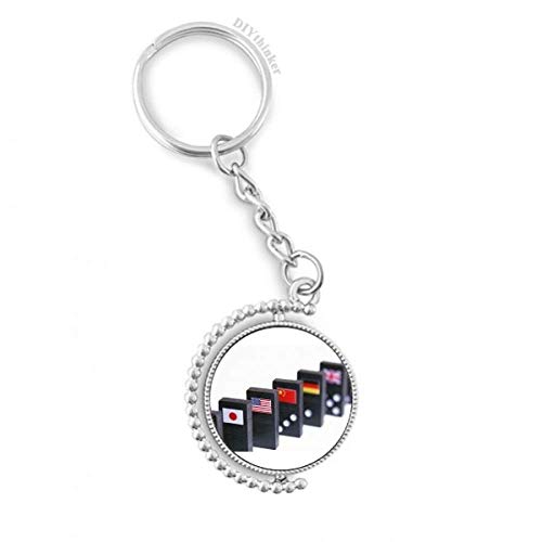 Porte-clés rotatif haut de gamme motif pai gow flag dice finition multicolore