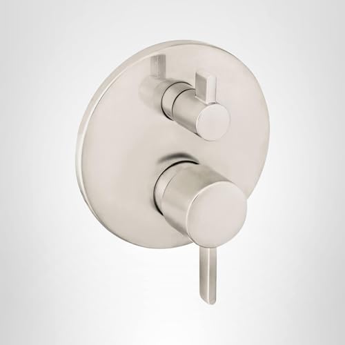 hansgrohe Ecostat Modern Pressure Balance Shower Valve Trim with Diverter in Brushed Nickel, 04447820