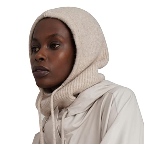 Warm Hooded Scarf, Knitted Hooded Scarf, Hijab for Winter, Knitted Beanie Hat, Balaclava Women ((Beige) by SAQENZA