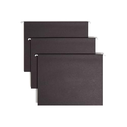 Smead Standard Hanging File Folders, 25 Count, Black, 1/5-Cut Adjustable Tabs, Letter Size (64062)