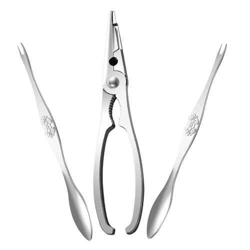 DOITOOL Kit de Utensilios para Mariscos de Acero Inoxidable Set Pinzas y Tenedores para Abrir Cangrejo y Langosta Diseño Ergonómico y Resistente para Uso Doméstico