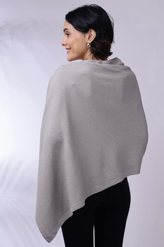 Image of Zelena Cotton Bamboo Blend Premium Nursing Cover for Breastfeeding | Breastfeeding Cover for Mothers | Feeding Shawl for Mother | Breathable Nursing Covers | Poncho for Mom (Grey)