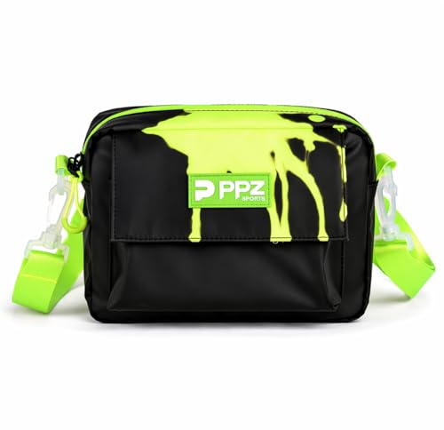 PPZ Thermochromische Crossbody Tasche mit Farbeffekt Kleine Umhängetasche mit Reißverschluss und verstellbarem Gurt Sports Schultertasche in Grün/Schwarz