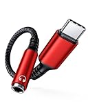 Highwings Adapter USB C auf Klinke, USB C auf 3.5mm Kopfhörer Adapter, Aux Adapter AudioKabel für iPhone 17/16/15 Pro Max, Galaxy S25/S24/S23/S22, Hua-wei P40/P30/P20 Pro(Rot)