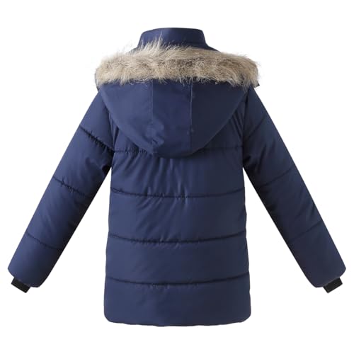 Little Boys Fleece Lined Winter Jacket Coat with Hood Long Fur Puffer Outerwear2