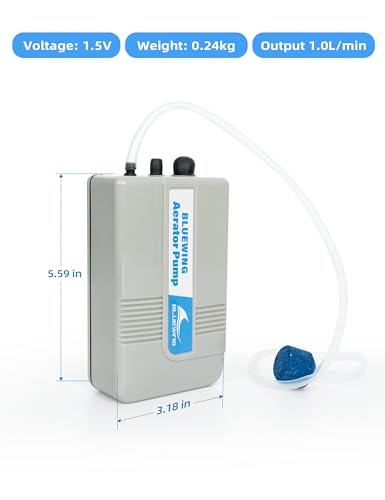 Image of BLUEWING Aerator Pump Live Bait Pump Bubbler Aquarium Fish Tank Oxygen Air Battery Powered Portable for Outdoor Fishing