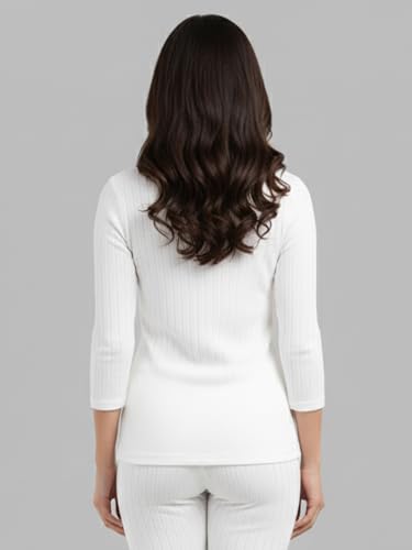Image of Lux Cozi HEATEK Women's Ultra Soft Cotton 3 /4th Sleeves Thermal Top | Enhanced Flexibility | Deep Neck Ideal for Layering | Pack of 1