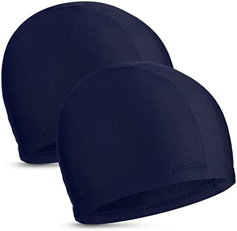 2 Pieces Elastic Swim Caps Comfortable Fabric Swimming Hat Lightweight Bathing Caps for Women Men Kids While Swimming