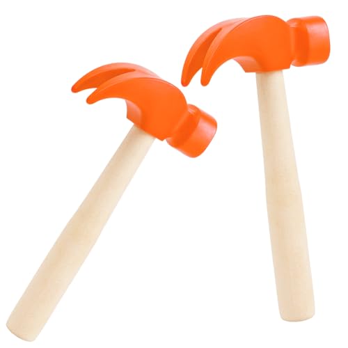 Image of 2 Pack Wooden Hammer Toys Simulation Hammers Maintenance Tools Educational Toys for Kids Birthday Party Games Supplies (Orange)