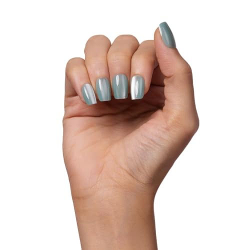 Image of Gush Beauty Press On Nails | Reusable Extensions | Artificial Nails Set | Long Lasting Design | Glue Tabs and nail glue included | Pack of 24 Nails | For women (Siren - Super Short Square) (Blue Taffy Cat Eye)