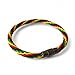Rasta Plaided Hippie Bracelet - Friendship Black Rasta Cord Bracelet - Leather Cotton Braided Bob Marley Wristband (Rasta - C)