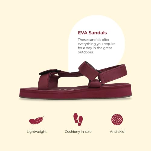 Image of YOHO EVA Sandals for Women | EVA sole | Comfortable cushioned sole with TPR base | Lightweight | Soft skin friendly straps | Adjustable straps | Velcro closure | Vibrant colour options