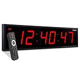 Ivation Oversized 24' Large Digital LED Clock | Big Digital Clock w/Multi-Function Display – Stopwatch, Timer, Alarms, Temp & Date | 6 Brightness Levels, Time Memory & Remote (Red)