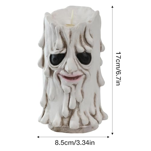 Bougies LED d'Halloween blanches avec visage effrayant pour dîner