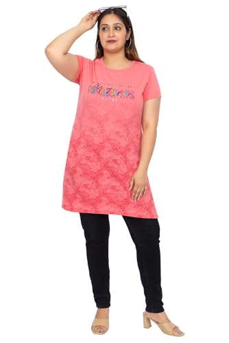 Image of Women Printed Cotton Tshirt with Side Slits & Pocket