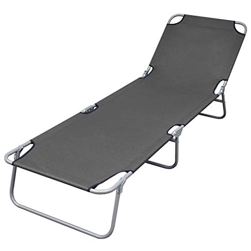 Chaise longue portable avec dossier gris pour soulager le dos à la plage