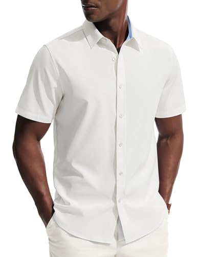 PJ PAUL JONES Hemd Herren Kurzarm Sommer Shirts Business Hemd Bügelfrei Modische Hemden Weiß S