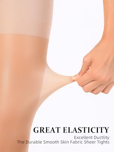 Image of 2 Pairs Control Top Pantyhose For Women - 40D Sheer Tights High Waist Tummy Control Support Stockings