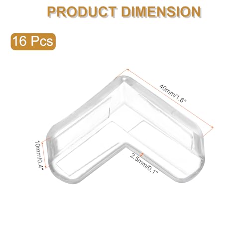 Image of uxcell Corner Protectors, 16 Pcs Table Corner Protectors, Furniture Corner Guard and Edges Safety Bumpers for Table Edges and Sharp Corners (L-Shaped, Clear)
